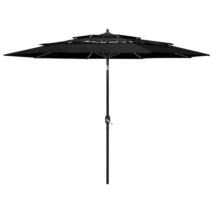 Parasol à 3 Niveaux Avec Mât En Aluminium Noir 3 M 3 Parasol à 3 Niveaux Avec Mât En Aluminium Noir 3 M