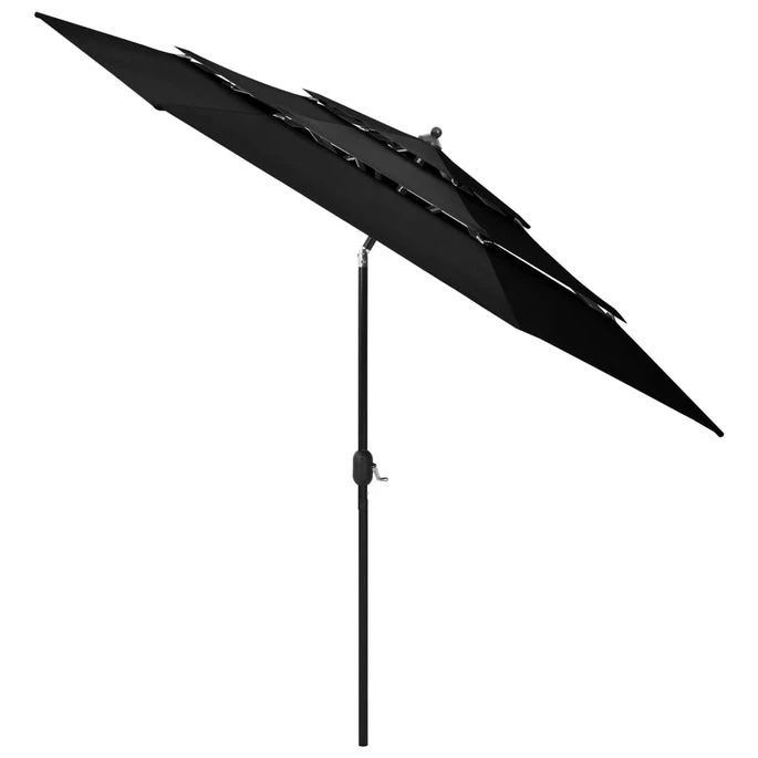 Parasol à 3 Niveaux Avec Mât En Aluminium Noir 3 M 5 Parasol à 3 Niveaux Avec Mât En Aluminium Noir 3 M – Image 3