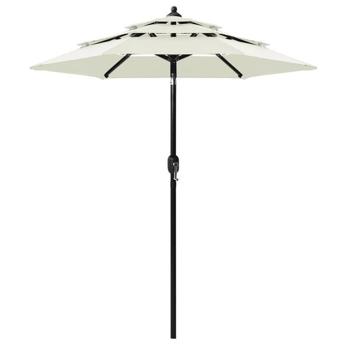 Parasol à 3 Niveaux Avec Mât En Aluminium Sable 2 M 3 Parasol à 3 Niveaux Avec Mât En Aluminium Sable 2 M