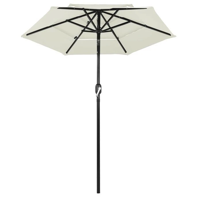 Parasol à 3 Niveaux Avec Mât En Aluminium Sable 2 M 5 Parasol à 3 Niveaux Avec Mât En Aluminium Sable 2 M – Image 3