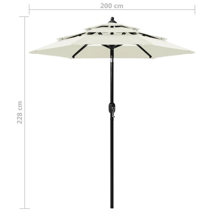 Parasol à 3 Niveaux Avec Mât En Aluminium Sable 2 M 10 Parasol à 3 Niveaux Avec Mât En Aluminium Sable 2 M – Image 8