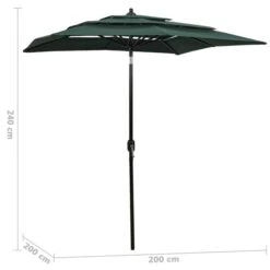 Parasol à 3 Niveaux Avec Mât En Aluminium Vert 2x2 M -Meubles Soldes Boutique parasol a 3 niveaux avec mat en aluminium vert 2x2 m 3666722353793 944834