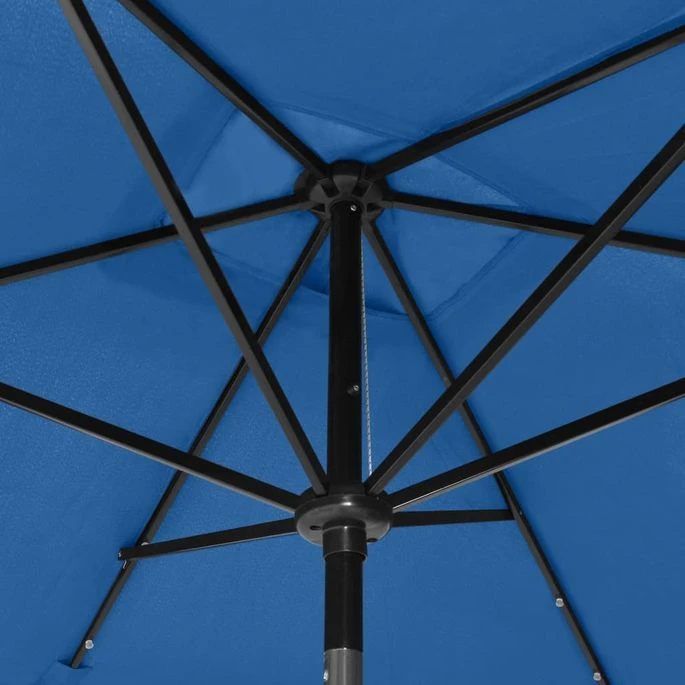Parasol Avec LED Et Mât En Acier Bleu Azuré 2x3 M 4 Parasol Avec LED Et Mât En Acier Bleu Azuré 2x3 M – Image 2