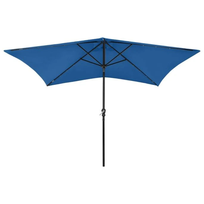 Parasol Avec LED Et Mât En Acier Bleu Azuré 2x3 M 6 Parasol Avec LED Et Mât En Acier Bleu Azuré 2x3 M – Image 4