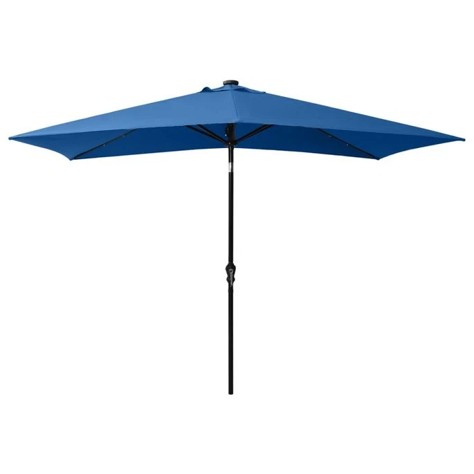 Parasol Avec LED Et Mât En Acier Bleu Azuré 2x3 M 7 Parasol Avec LED Et Mât En Acier Bleu Azuré 2x3 M – Image 5