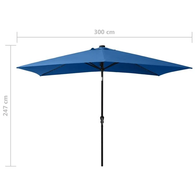 Parasol Avec LED Et Mât En Acier Bleu Azuré 2x3 M 13 Parasol Avec LED Et Mât En Acier Bleu Azuré 2x3 M – Image 11
