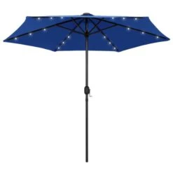 Meubles Soldes Boutique 18 Parasol Avec LED Et Mât En Aluminium 270 Cm Bleu Azuré
