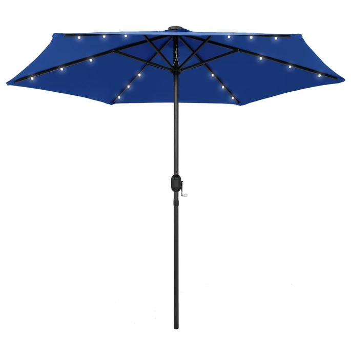 Parasol Avec LED Et Mât En Aluminium 270 Cm Bleu Azuré 3 Parasol Avec LED Et Mât En Aluminium 270 Cm Bleu Azuré