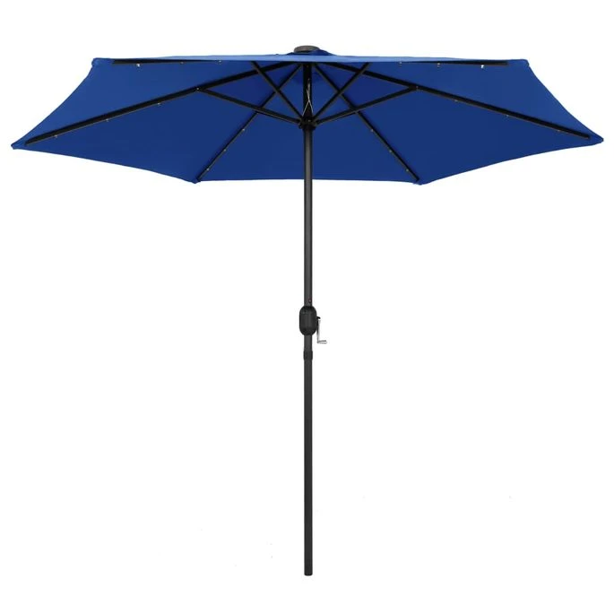 Parasol Avec LED Et Mât En Aluminium 270 Cm Bleu Azuré 5 Parasol Avec LED Et Mât En Aluminium 270 Cm Bleu Azuré – Image 3
