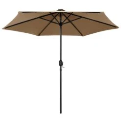 Parasol Avec LED Et Mât En Aluminium 270 Cm Taupe 11 Parasol Avec LED Et Mât En Aluminium 270 Cm Taupe -Meubles Soldes Boutique parasol avec led et mat en aluminium 270 cm taupe 3666722521543 584595