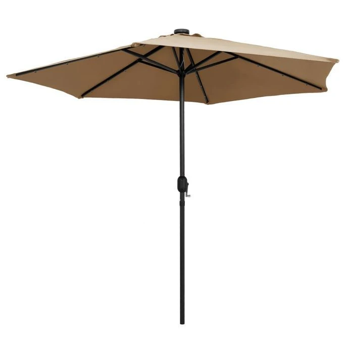 Parasol Avec LED Et Mât En Aluminium 270 Cm Taupe 6 Parasol Avec LED Et Mât En Aluminium 270 Cm Taupe – Image 4
