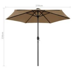 Parasol Avec LED Et Mât En Aluminium 270 Cm Taupe 15 Parasol Avec LED Et Mât En Aluminium 270 Cm Taupe -Meubles Soldes Boutique parasol avec led et mat en aluminium 270 cm taupe 3666722521543 584599