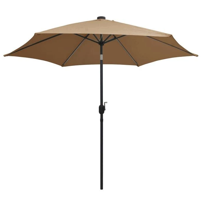 Parasol Avec LED Et Mât En Aluminium 300 Cm Taupe 5 Parasol Avec LED Et Mât En Aluminium 300 Cm Taupe – Image 3