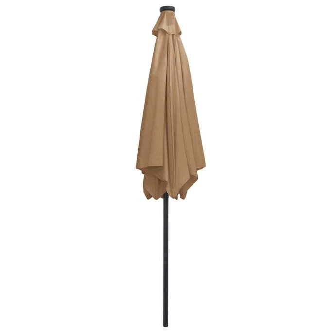 Parasol Avec LED Et Mât En Aluminium 300 Cm Taupe 7 Parasol Avec LED Et Mât En Aluminium 300 Cm Taupe – Image 5