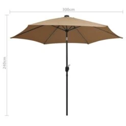 Parasol Avec LED Et Mât En Aluminium 300 Cm Taupe 15 Parasol Avec LED Et Mât En Aluminium 300 Cm Taupe -Meubles Soldes Boutique parasol avec led et mat en aluminium 300 cm taupe 3666722521567 584578