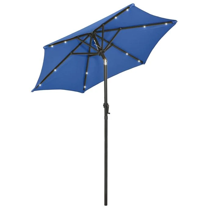 Parasol Avec Lumières LED Bleu Azuré 200x211 Cm Aluminium 6 Parasol Avec Lumières LED Bleu Azuré 200x211 Cm Aluminium – Image 4