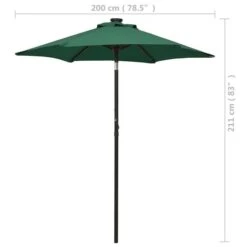 Parasol Avec Lumières LED Vert 200x211 Cm Aluminium -Meubles Soldes Boutique parasol avec lumieres led vert 200x211 cm aluminium 3666722354486 944178