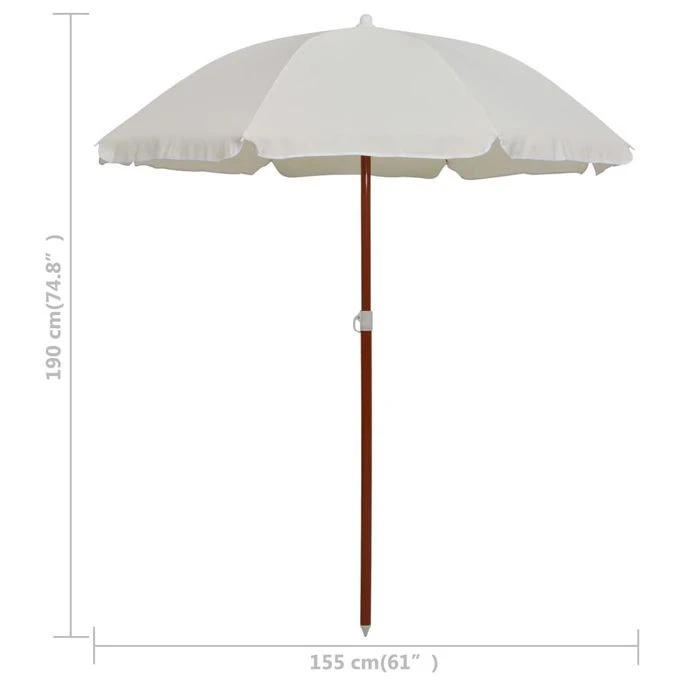 Parasol Avec Mât En Acier 180 Cm Sable 7 Parasol Avec Mât En Acier 180 Cm Sable – Image 5