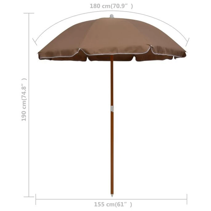 Parasol Avec Mât En Acier 180 Cm Taupe 7 Parasol Avec Mât En Acier 180 Cm Taupe – Image 5