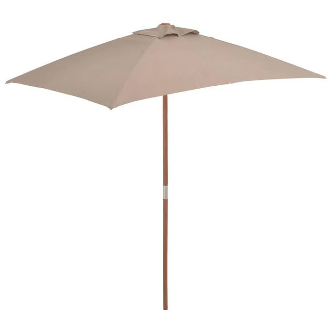 Parasol Avec Mât En Bois 150 X 200 Cm Taupe 3 Parasol Avec Mât En Bois 150 X 200 Cm Taupe