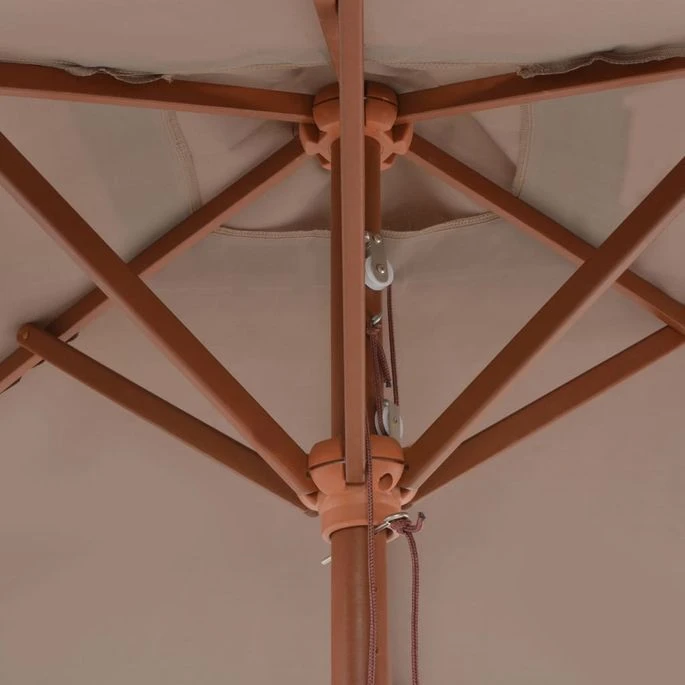 Parasol Avec Mât En Bois 150 X 200 Cm Taupe 4 Parasol Avec Mât En Bois 150 X 200 Cm Taupe – Image 2