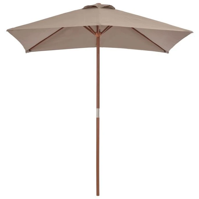 Parasol Avec Mât En Bois 150 X 200 Cm Taupe 5 Parasol Avec Mât En Bois 150 X 200 Cm Taupe – Image 3