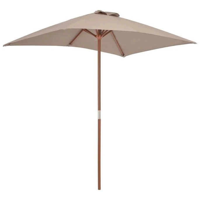 Parasol Avec Mât En Bois 150 X 200 Cm Taupe 7 Parasol Avec Mât En Bois 150 X 200 Cm Taupe – Image 5