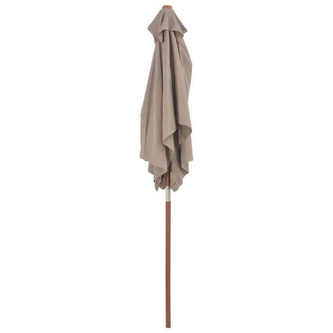 Parasol Avec Mât En Bois 150 X 200 Cm Taupe 8 Parasol Avec Mât En Bois 150 X 200 Cm Taupe – Image 6