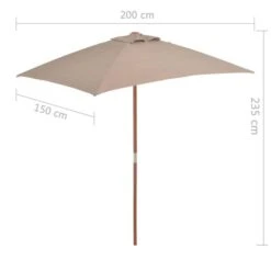 Parasol Avec Mât En Bois 150 X 200 Cm Taupe 17 Parasol Avec Mât En Bois 150 X 200 Cm Taupe -Meubles Soldes Boutique parasol avec mat en bois 150 x 200 cm taupe 3666722326834 978718
