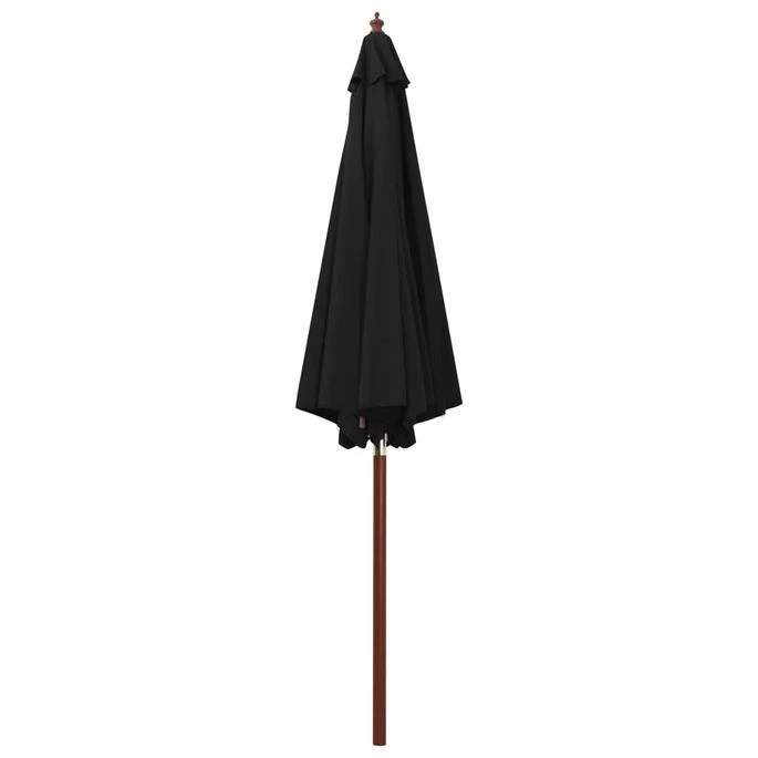 Parasol Avec Mât En Bois 300x258 Cm Noir 5 Parasol Avec Mât En Bois 300x258 Cm Noir – Image 3