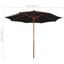 Parasol Avec Mât En Bois 300x258 Cm Noir 13 Parasol Avec Mât En Bois 300x258 Cm Noir -Meubles Soldes Boutique parasol avec mat en bois 300x258 cm noir 3666722322850 982831