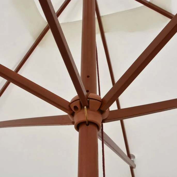 Parasol Avec Poteau En Bois 200 X 300 Cm Blanc Crème 4 Parasol Avec Poteau En Bois 200 X 300 Cm Blanc Crème – Image 2