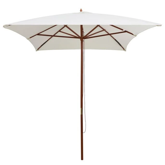 Parasol Avec Poteau En Bois 200 X 300 Cm Blanc Crème 5 Parasol Avec Poteau En Bois 200 X 300 Cm Blanc Crème – Image 3