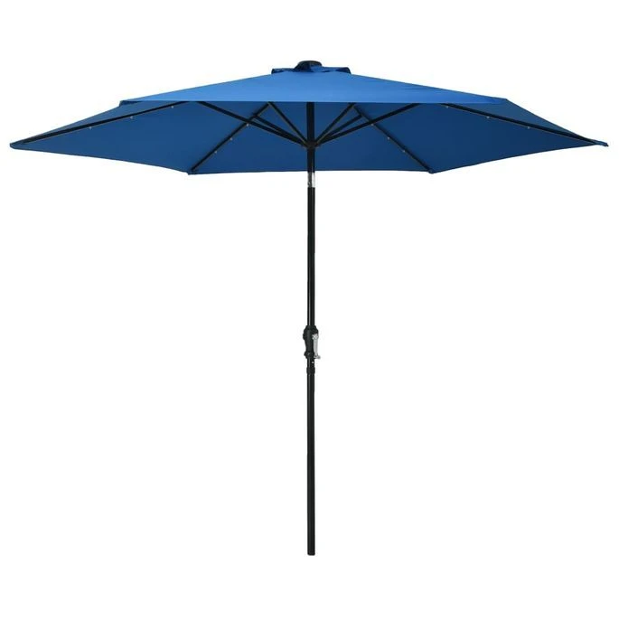 Parasol D'extérieur Avec LED Et Mât En Acier 300 Cm Azuré 3 Parasol D'extérieur Avec LED Et Mât En Acier 300 Cm Azuré