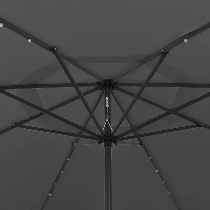 Parasol D'extérieur Avec LED Et Mât En Métal 400 Cm Anthracite 4 Parasol D'extérieur Avec LED Et Mât En Métal 400 Cm Anthracite – Image 2