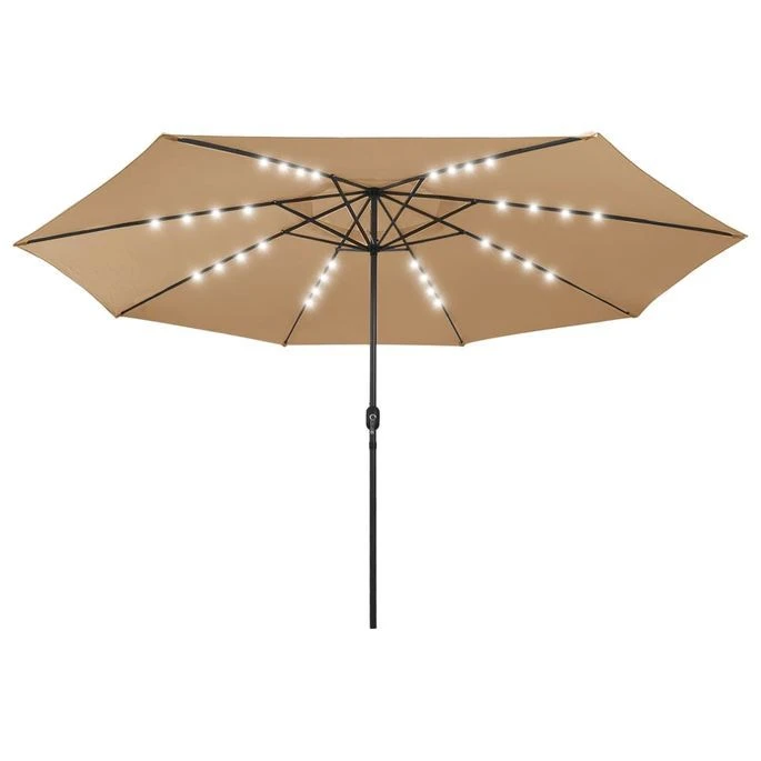Parasol D'extérieur Avec LED Et Mât En Métal 400 Cm Taupe 3 Parasol D'extérieur Avec LED Et Mât En Métal 400 Cm Taupe