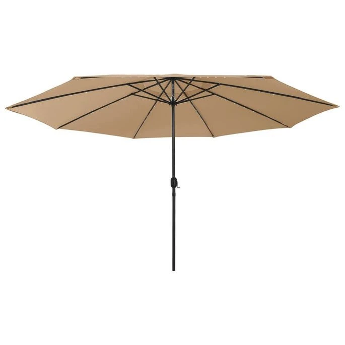 Parasol D'extérieur Avec LED Et Mât En Métal 400 Cm Taupe 5 Parasol D'extérieur Avec LED Et Mât En Métal 400 Cm Taupe – Image 3