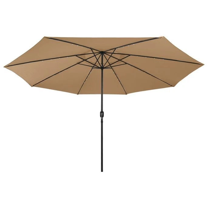 Parasol D'extérieur Avec LED Et Mât En Métal 400 Cm Taupe 6 Parasol D'extérieur Avec LED Et Mât En Métal 400 Cm Taupe – Image 4