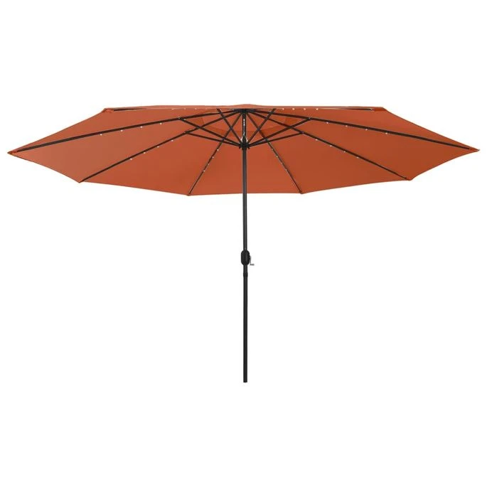Parasol D'extérieur Avec LED Et Mât En Métal 400 Cm Terre Cuite 5 Parasol D'extérieur Avec LED Et Mât En Métal 400 Cm Terre Cuite – Image 3