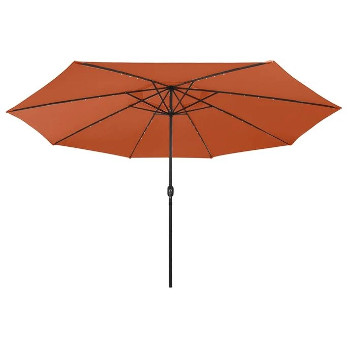Parasol D'extérieur Avec LED Et Mât En Métal 400 Cm Terre Cuite 6 Parasol D'extérieur Avec LED Et Mât En Métal 400 Cm Terre Cuite – Image 4