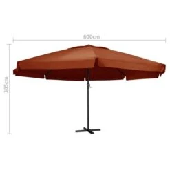 Parasol D'extérieur Avec Mât En Aluminium 600 Cm Terre Cuite -Meubles Soldes Boutique parasol d exterieur avec mat en aluminium 600 cm terre cuite 3666722604932 584524