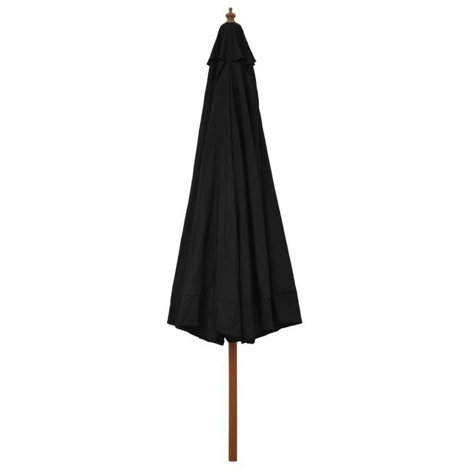 Parasol D'extérieur Avec Mât En Bois 330 Cm Noir 6 Parasol D'extérieur Avec Mât En Bois 330 Cm Noir – Image 4