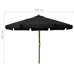 Parasol D'extérieur Avec Mât En Bois 330 Cm Noir 11 Parasol D'extérieur Avec Mât En Bois 330 Cm Noir -Meubles Soldes Boutique parasol d exterieur avec mat en bois 330 cm noir 3666722777810 983050
