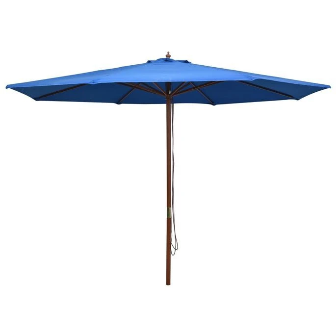 Parasol D'extérieur Avec Mât En Bois 350 Cm Bleu 3 Parasol D'extérieur Avec Mât En Bois 350 Cm Bleu
