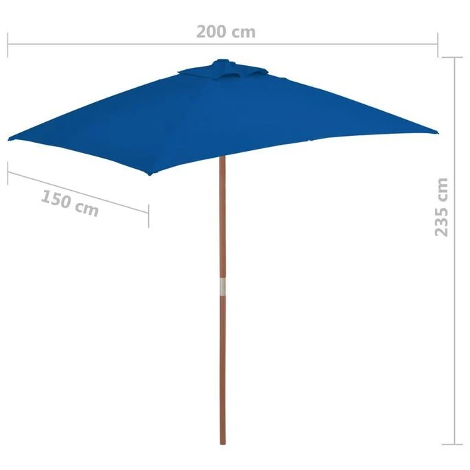 Parasol D'extérieur Avec Mât En Bois Bleu 150x200 Cm 9 Parasol D'extérieur Avec Mât En Bois Bleu 150x200 Cm – Image 7