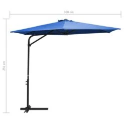Parasol D'extérieur Déporté Avec Mât En Acier 300 Cm Bleu Azuré -Meubles Soldes Boutique parasol d exterieur deporte avec mat en acier 300 cm bleu azure 3666722322591 983193