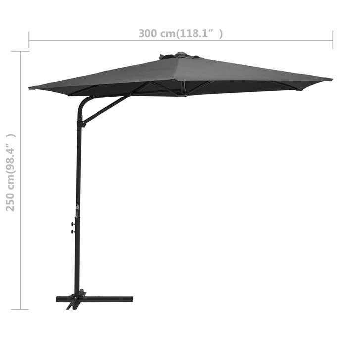 Parasol D'extérieur Déporté Avec Mât En Acier 300x250 Cm Anthracite 9 Parasol D'extérieur Déporté Avec Mât En Acier 300x250 Cm Anthracite – Image 7