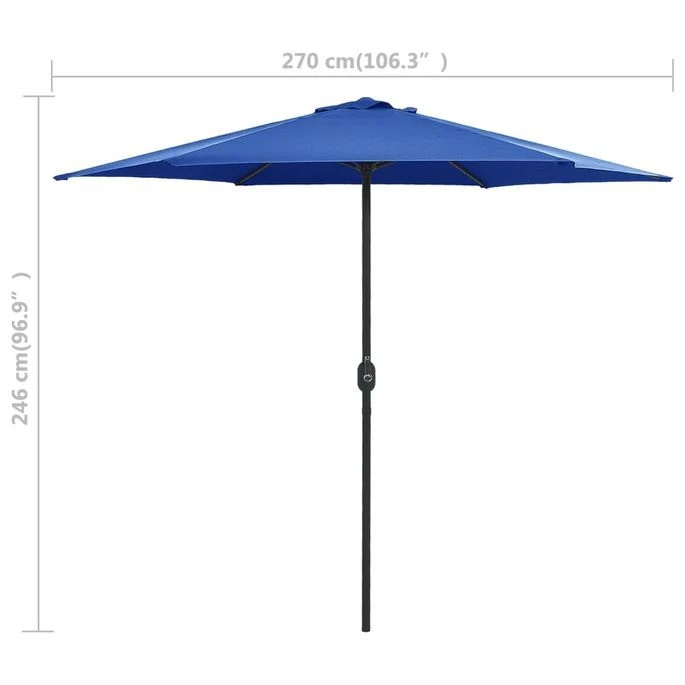 Parasol D'extérieur Et Mât En Aluminium 270x246 Cm Bleu Azuré 9 Parasol D'extérieur Et Mât En Aluminium 270x246 Cm Bleu Azuré – Image 7