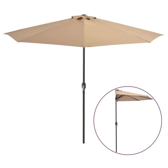 Parasol De Balcon Avec Mât En Aluminium Taupe 300x150 Cm Demi 4 Parasol De Balcon Avec Mât En Aluminium Taupe 300x150 Cm Demi – Image 2