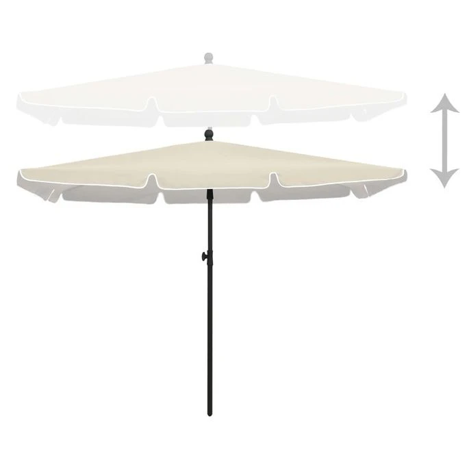 Parasol De Jardin Avec Mât 210x140 Cm Sable 6 Parasol De Jardin Avec Mât 210x140 Cm Sable – Image 4